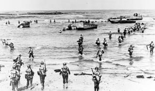 U.S. Troops landing on a beach in French Morocco